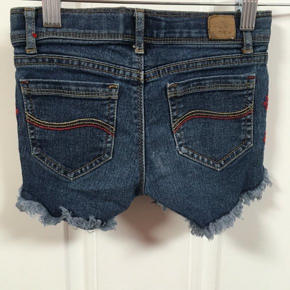 Jordache Raw Hem Denim shorts, Embroidered Distressed - size 6 - Picture 2 of 8